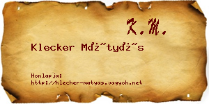 Klecker Mátyás névjegykártya